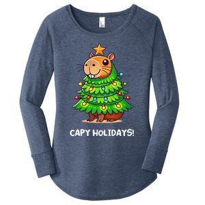 Capybara Christmas Tree Capy Holidays For Capybaras Lover Women's Perfect Tri Tunic Long Sleeve Shirt