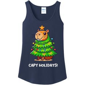 Capybara Christmas Tree Capy Holidays For Capybaras Lover Ladies Essential Tank