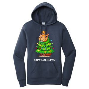 Capybara Christmas Tree Capy Holidays For Capybaras Lover Women's Pullover Hoodie