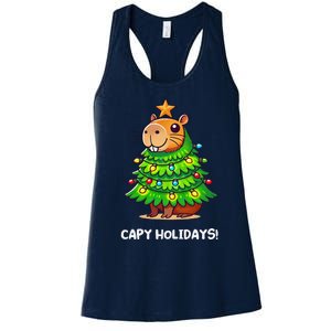 Capybara Christmas Tree Capy Holidays For Capybaras Lover Women's Racerback Tank