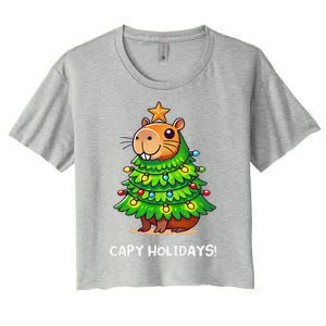 Capybara Christmas Tree Capy Holidays For Capybaras Lover Women's Crop Top Tee