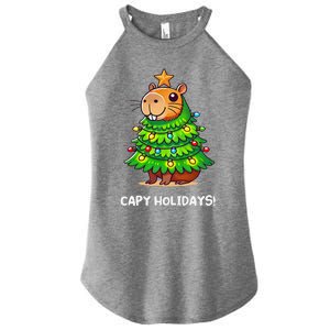 Capybara Christmas Tree Capy Holidays For Capybaras Lover Women's Perfect Tri Rocker Tank