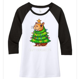 Capybara Christmas Tree Capy Holidays For Capybaras Lover Women's Tri-Blend 3/4-Sleeve Raglan Shirt