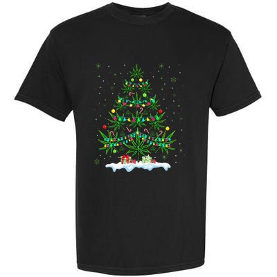 Cannabis Christmas Tree Xmas Funny Smoking Weed Marijuana Garment-Dyed Heavyweight T-Shirt