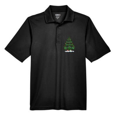 Cannabis Christmas Tree Xmas Funny Smoking Weed Marijuana Men's Origin Performance Pique Polo