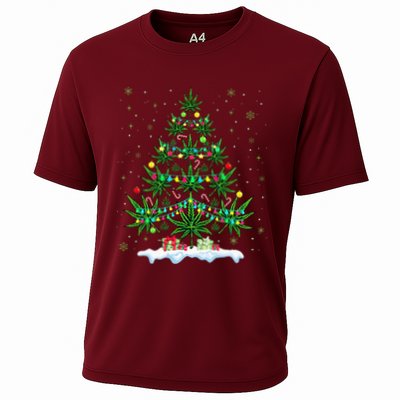 Cannabis Christmas Tree Xmas Funny Smoking Weed Marijuana Performance Shirt