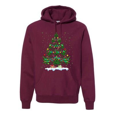 Cannabis Christmas Tree Xmas Funny Smoking Weed Marijuana Premium Hoodie