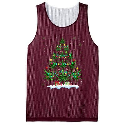 Cannabis Christmas Tree Xmas Funny Smoking Weed Marijuana Mesh Reversible Basketball Jersey Tank