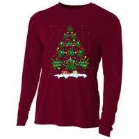 Cannabis Christmas Tree Xmas Funny Smoking Weed Marijuana Cooling Performance Long Sleeve Crew