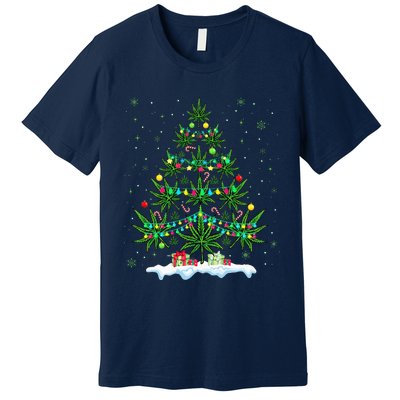 Cannabis Christmas Tree Xmas Funny Smoking Weed Marijuana Premium T-Shirt