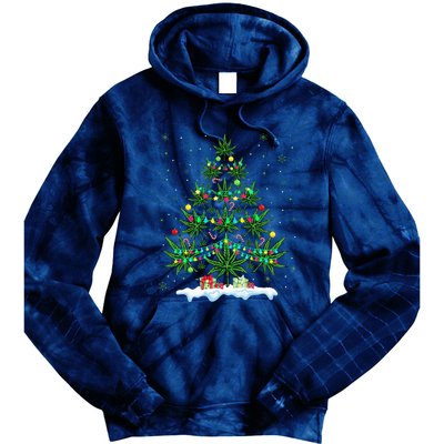 Cannabis Christmas Tree Xmas Funny Smoking Weed Marijuana Tie Dye Hoodie