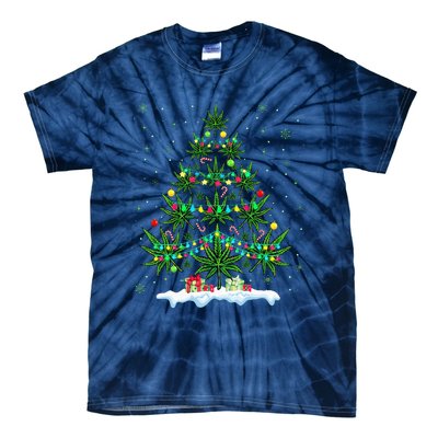 Cannabis Christmas Tree Xmas Funny Smoking Weed Marijuana Tie-Dye T-Shirt