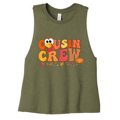 Cousin Crew Thanksgiving Family Matching Turkey Day Fall Women's Racerback Cropped Tank