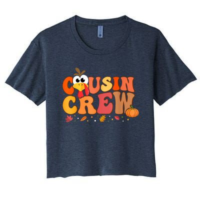 Cousin Crew Thanksgiving Family Matching Turkey Day Fall Women's Crop Top Tee