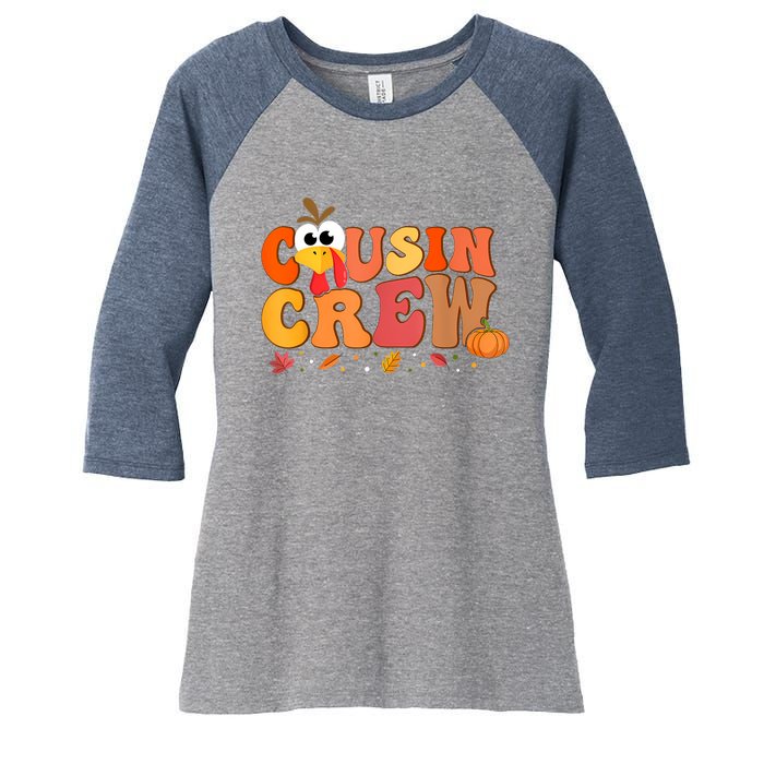 Cousin Crew Thanksgiving Family Matching Turkey Day Fall Women's Tri-Blend 3/4-Sleeve Raglan Shirt