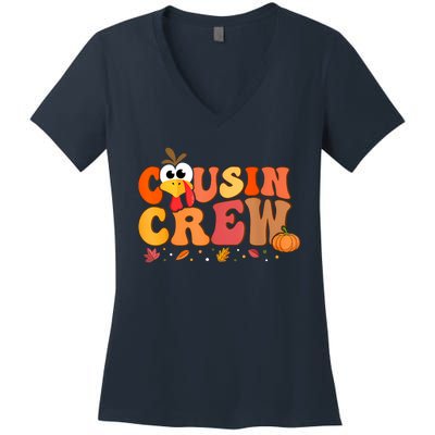 Cousin Crew Thanksgiving Family Matching Turkey Day Fall Women's V-Neck T-Shirt