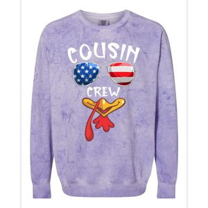 Cousin Crew Turkey Usa Flag Thanksgiving Day Matching Family Gift Colorblast Crewneck Sweatshirt