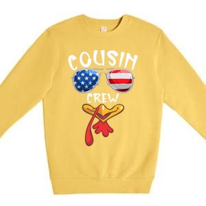 Cousin Crew Turkey Usa Flag Thanksgiving Day Matching Family Gift Premium Crewneck Sweatshirt