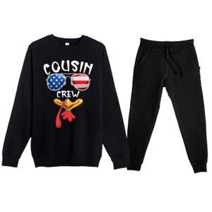 Cousin Crew Turkey Usa Flag Thanksgiving Day Matching Family Gift Premium Crewneck Sweatsuit Set