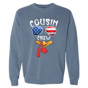 Cousin Crew Turkey Usa Flag Thanksgiving Day Matching Family Gift Garment-Dyed Sweatshirt