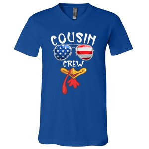 Cousin Crew Turkey Usa Flag Thanksgiving Day Matching Family Gift V-Neck T-Shirt