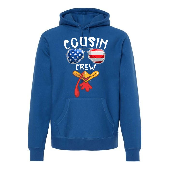 Cousin Crew Turkey Usa Flag Thanksgiving Day Matching Family Gift Premium Hoodie