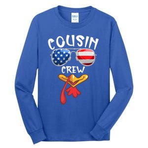 Cousin Crew Turkey Usa Flag Thanksgiving Day Matching Family Gift Tall Long Sleeve T-Shirt