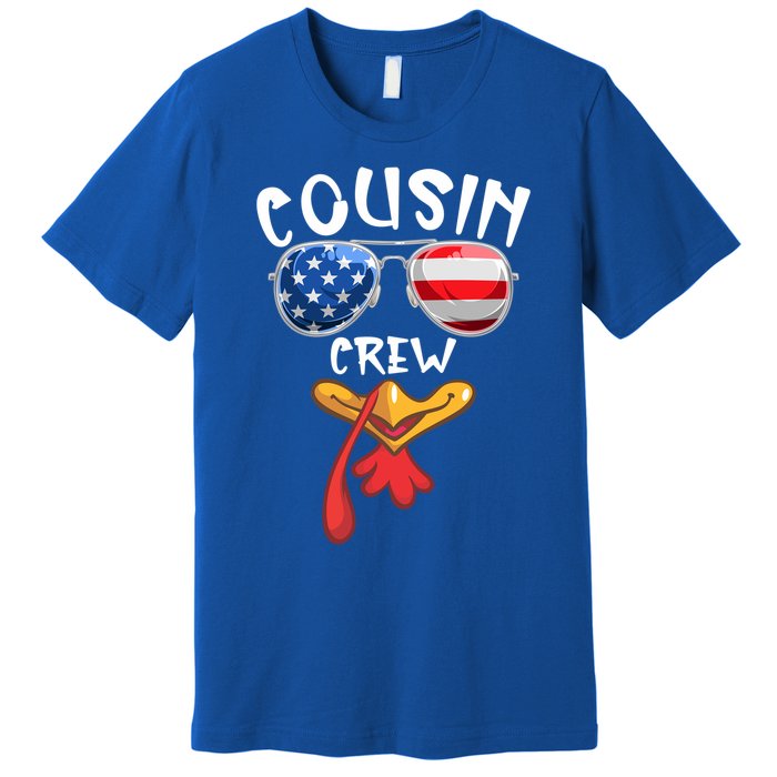 Cousin Crew Turkey Usa Flag Thanksgiving Day Matching Family Gift Premium T-Shirt