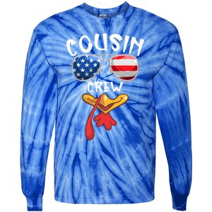 Cousin Crew Turkey Usa Flag Thanksgiving Day Matching Family Gift Tie-Dye Long Sleeve Shirt