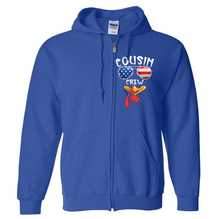 Cousin Crew Turkey Usa Flag Thanksgiving Day Matching Family Gift Full Zip Hoodie