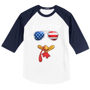 Cousin Crew Turkey Usa Flag Thanksgiving Day Matching Family Gift Baseball Sleeve Shirt