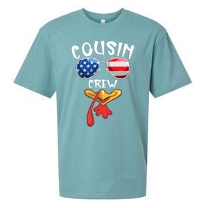 Cousin Crew Turkey Usa Flag Thanksgiving Day Matching Family Gift Sueded Cloud Jersey T-Shirt