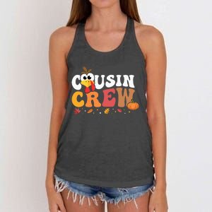 Cousin Crew Thanksgiving Family Matching Turkey Day Fall Women's Knotted Racerback Tank