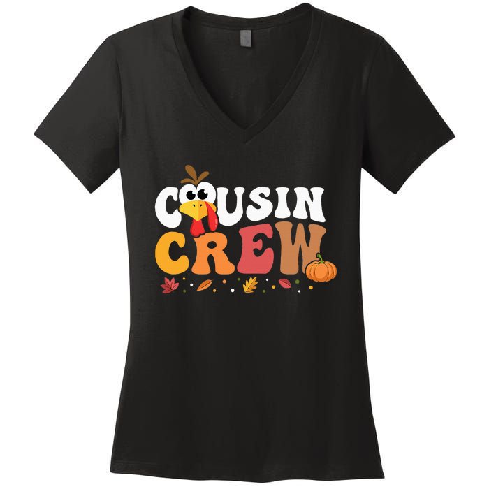 Cousin Crew Thanksgiving Family Matching Turkey Day Fall Women's V-Neck T-Shirt