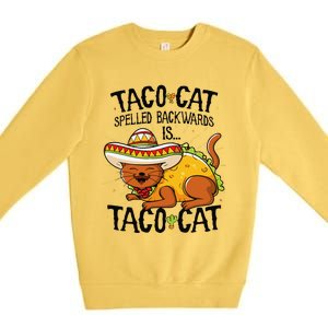 Cute Cat , Tacocat Spelled Backwards Is Taco Cat Premium Crewneck Sweatshirt