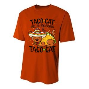 Cute Cat , Tacocat Spelled Backwards Is Taco Cat Performance Sprint T-Shirt