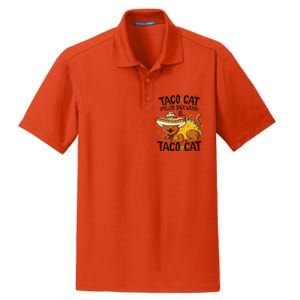 Cute Cat , Tacocat Spelled Backwards Is Taco Cat Dry Zone Grid Polo