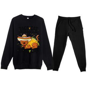 Cute Cat , Tacocat Spelled Backwards Is Taco Cat Premium Crewneck Sweatsuit Set