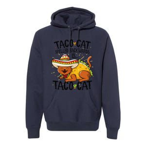 Cute Cat , Tacocat Spelled Backwards Is Taco Cat Premium Hoodie