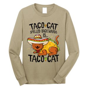 Cute Cat , Tacocat Spelled Backwards Is Taco Cat Long Sleeve Shirt