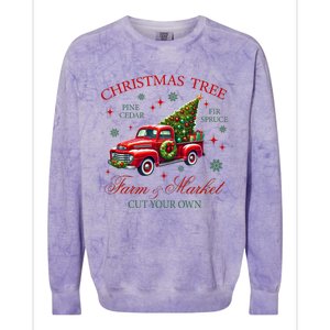 Coquette Christmas Tree Red Truck Farm & Market Xmas Pajamas Colorblast Crewneck Sweatshirt