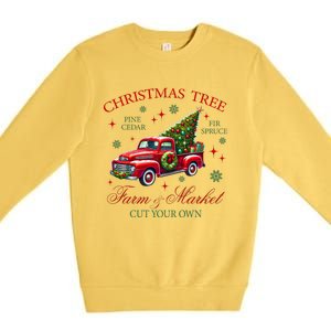 Coquette Christmas Tree Red Truck Farm & Market Xmas Pajamas Premium Crewneck Sweatshirt