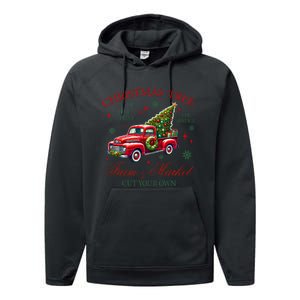 Coquette Christmas Tree Red Truck Farm & Market Xmas Pajamas Performance Fleece Hoodie