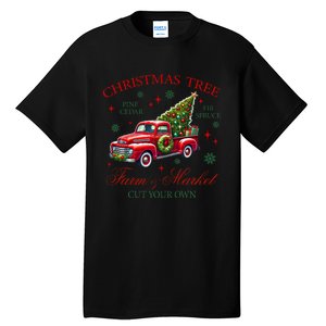 Coquette Christmas Tree Red Truck Farm & Market Xmas Pajamas Tall T-Shirt