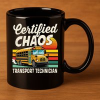 Certified Chaos Transport Technician School Bus Driver 11oz C Handle Ceramic Mug