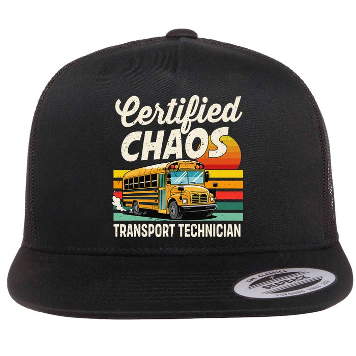 Certified Chaos Transport Technician School Bus Driver Flat Bill Trucker Hat
