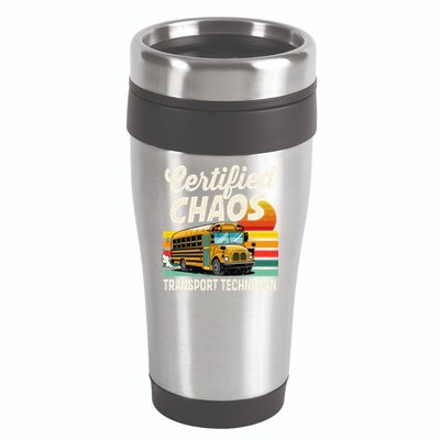 Certified Chaos Transport Technician School Bus Driver 16oz Travel Tumbler