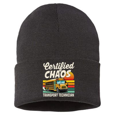 Certified Chaos Transport Technician School Bus Driver Sustainable Knit Beanie