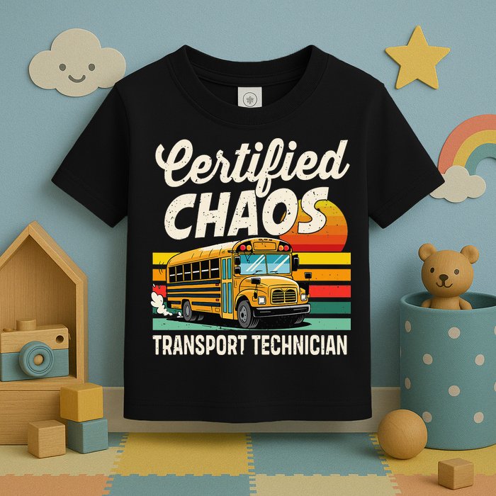 Certified Chaos Transport Technician School Bus Driver Toddler T-Shirt