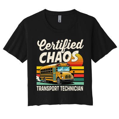 Certified Chaos Transport Technician School Bus Driver Women's Crop Top Tee